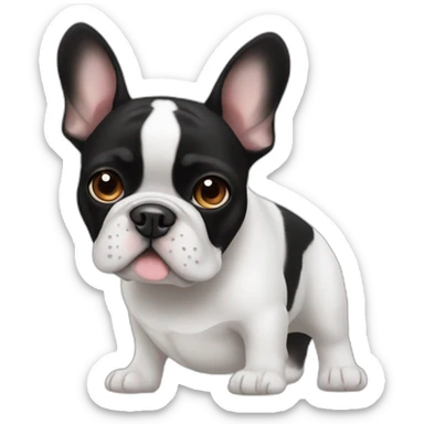 black and white french bulldog with brown eyes sticker