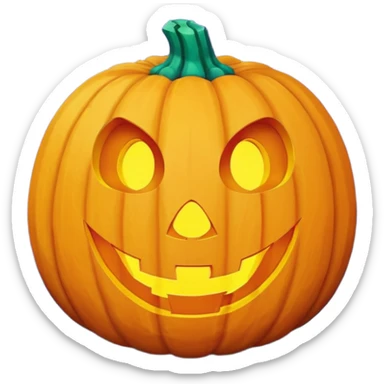 glowing jack-o'-lantern, purple and cyan colors sticker