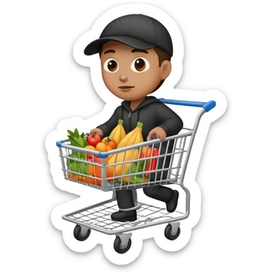 Thief stealing a grocery cart sticker