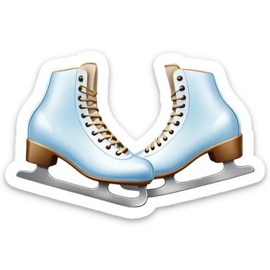 An icon showing In the background, twinkling lights, winter trees, and cheering spectators create a festive atmosphere. a pair of elegant ice skates gliding across a smooth, frozen rink with snowflakes in the air. Transparent background highlights the grace and charm of ice skating. sticker