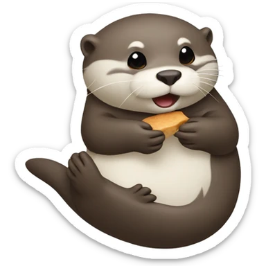 Otter eating sticker