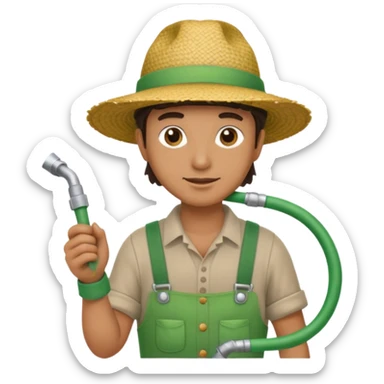 Gardner with hose sticker