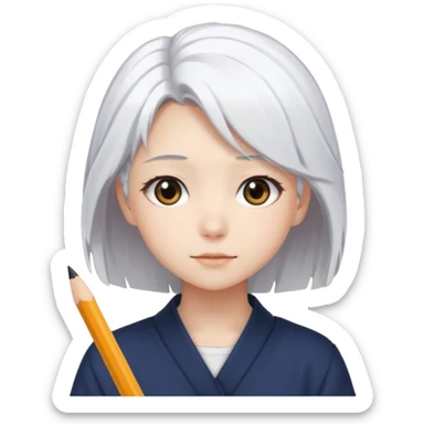 animie dziewczynka białe włosy  kreskuwki pisze he j sticker