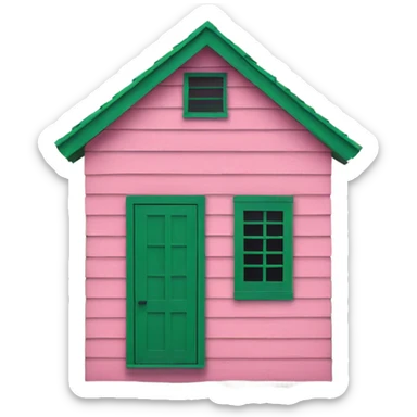 Small pink shack green shutters sticker