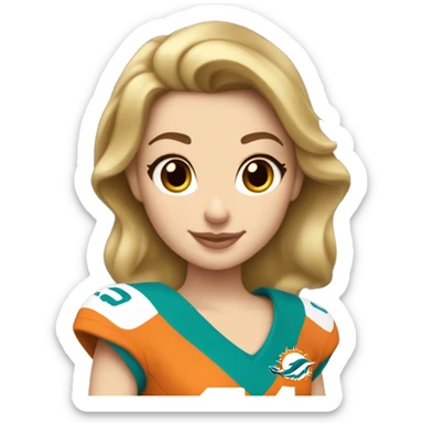 Caucasian Disney princess Belle wearing Miami Dolphins jersey with the number one on it sticker