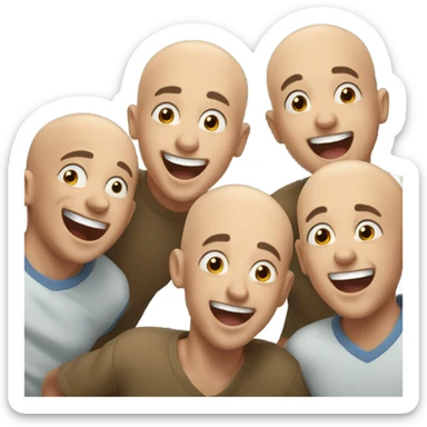 bald boys having fun sticker