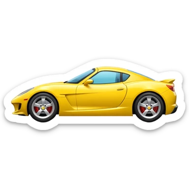 Generate a high-quality iPhone-style emoji of a yellow sports car, sleek and shiny, realistic shading, smooth gradient colors, 3D cartoon-like style, simple white background, high-resolution.

 sticker