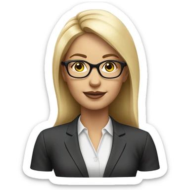 Realistic corporate lady eyes blonde hair with glasses  sticker