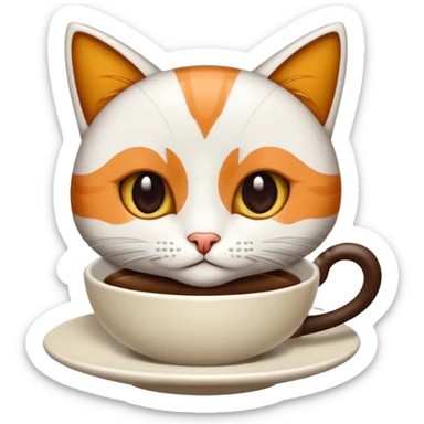 Yanında bir bardak çay olan tekir kedi sticker