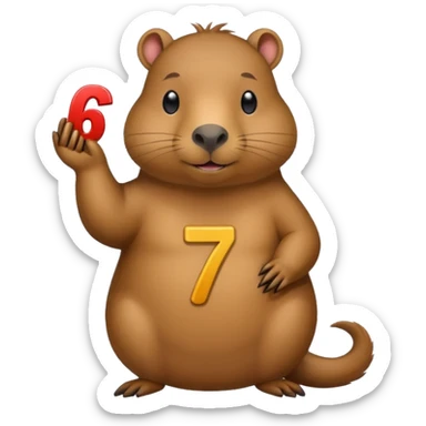 Capybara holding 6 and 7 sticker