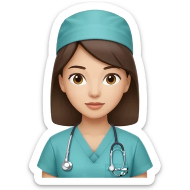 A smart female surgeon which is brunette and has the name Kimiya embedded on her scrub sticker