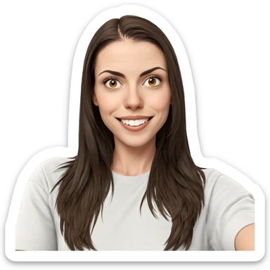 smiling girl with brown hair sticker