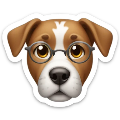 dog with a glass sticker