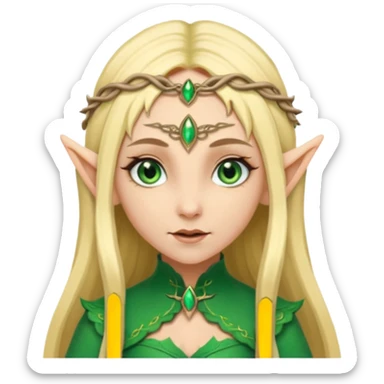 a girl elf with very long blond hair and a twisted headpiece, she's got pointy ears sticker