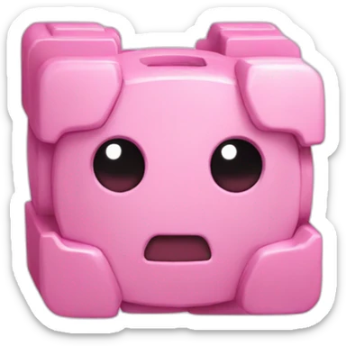 companion cube heart shaped pink face sticker