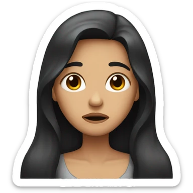 crying women with dark long hair sticker