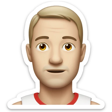 Man with the whites of his eyes tinted red sticker