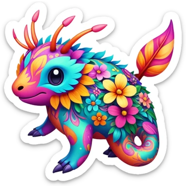 Colorful Floral Fakémon-Pokémon-creature sticker