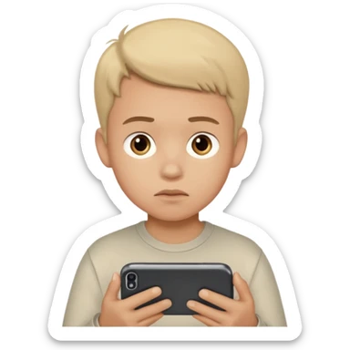 boy addicted to his Iphone sticker