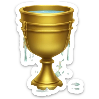 golden chalice with water overflowing the edge sticker