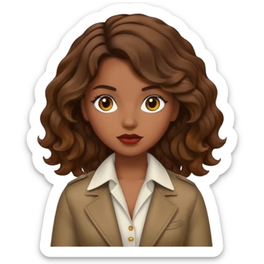 Baddie girl with brown weavy hair sticker