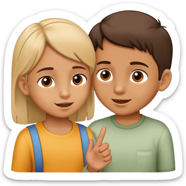 two children, one talking and one listening, friendly and expressive sticker