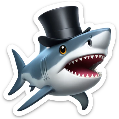 Shark with a top hat sticker