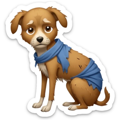 homeless poor dog with torn clothes  sticker
