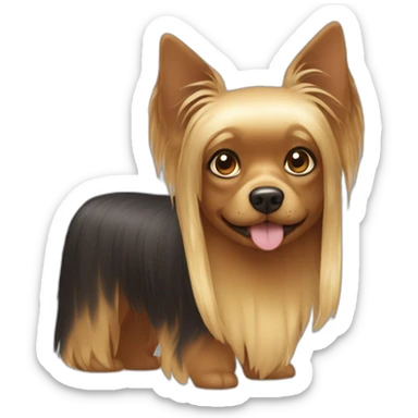 Mini pincher dog y chica con pelo largo y flequillo castaño  sticker