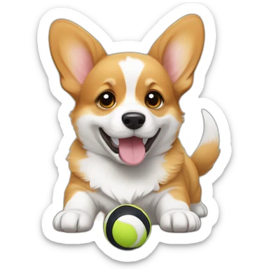 Corgi Puppy Playing with a ball sticker