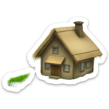 house with a grass roof sticker