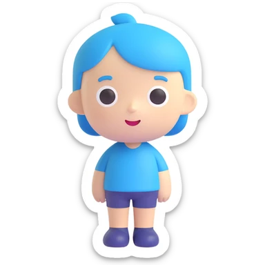 Discord role icon for 'pacientas' patient of a psychiatric clinic, 3D style, #6fe8f3 blue color, soft friendly look, simple face or figure, easy to recognize at small size sticker