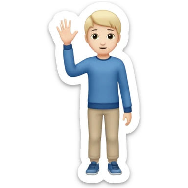 full body boy extending hand to get something sticker