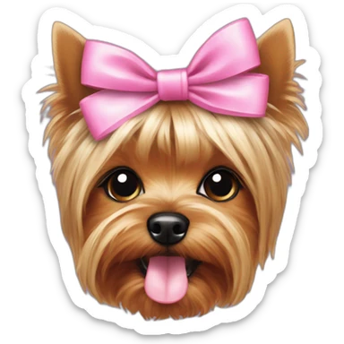 yorkshire terrier with the tongue and two little pink hairbow sticker