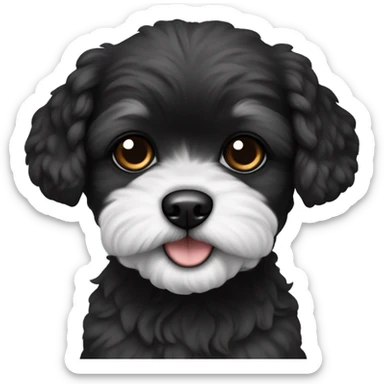 Black shichon puppy with black face and black ears and black snout sticker