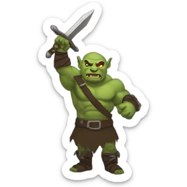 orc holding sword to the sky sticker