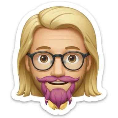 blond man with beard and spectacles and long hair sticker