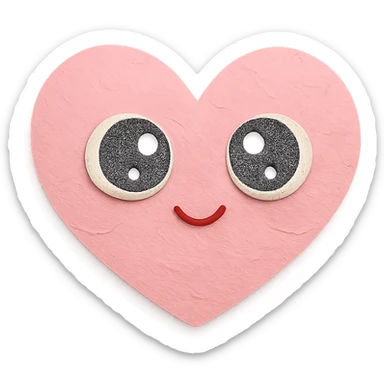 cute chibi pink heart character, big sparkling eyes, soft pastel tones, no arms or legs, full body sticker