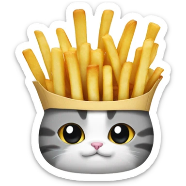Cat with a french fries crown sticker