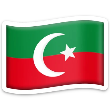 Flags with horizontal top half green bottom half red with a crescent and star in the middle sticker