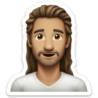 32 years old guy with long brown hair, nose and ears piercing  sticker