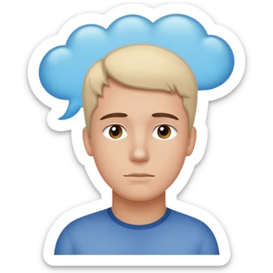 Person with thought bubble sticker