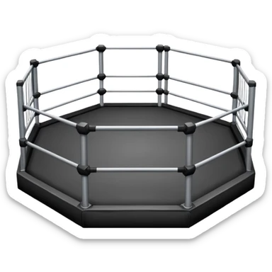 MMA cage arena object icon, octagon fighting cage with metal fence walls, padded corner posts, professional combat arena, 3D cartoon style, mobile game icon style, centered, clean background, no people, no text, no watermark
 sticker