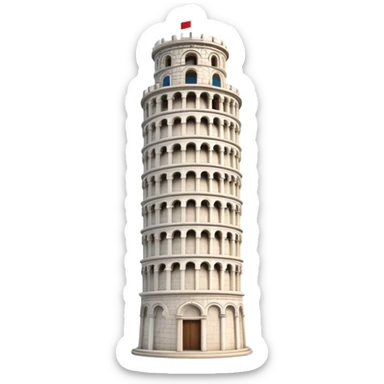 Cinematic Realistic Leaning Tower of Pisa Landmark Emoji, showcasing the iconic medieval tower with intricate stonework rendered with dynamic lighting and detailed textures. sticker