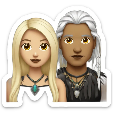Native American husband with blonde goth wife sticker