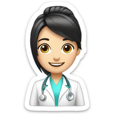 Dentist-girl-eyesmile-black middle straight hair-dental chair sticker