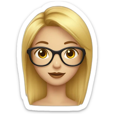 Fille cheveux lisses long lunettes sticker