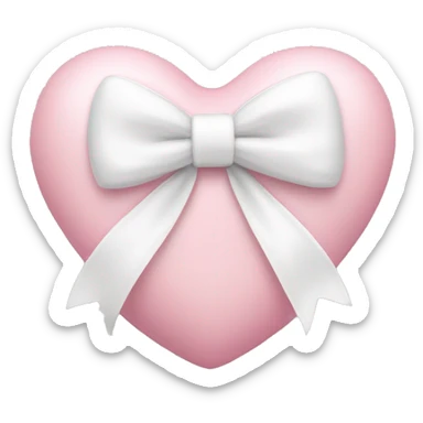 Pastel pink heart with white bow sticker