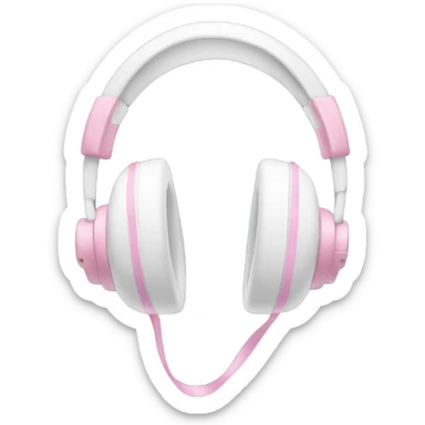White headphones with a pastel pink ribbons  sticker