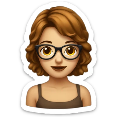 Fille avec cheveux court marrons et avec des lunettes rondes sticker